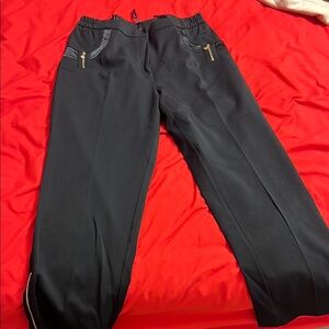 Women's Black Straight Leg Pants with Zipper Details